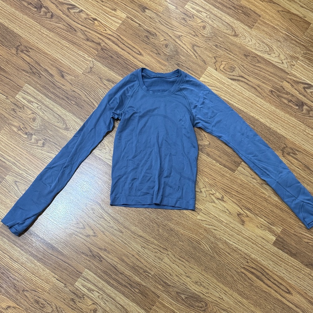 Blue Long Sleeve Cropped Lululemon Shirt